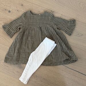 Angel Dear Plaid Dress with White Leggings